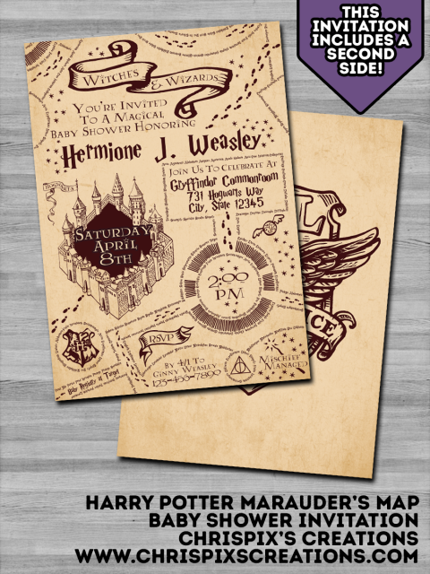 harry potter themed baby shower invitations