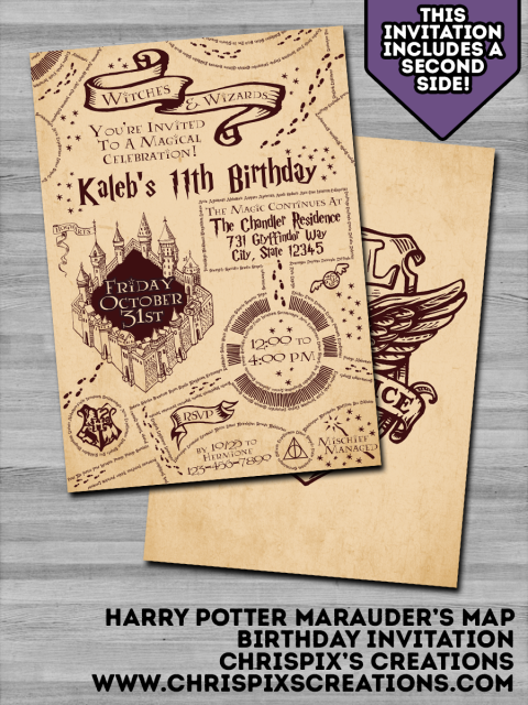 Harry Potter Marauders Map Animated Birthday Invitation - Double Joy Invites