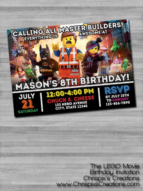 lego movie birthday invitations